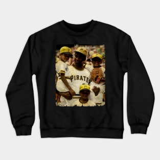 Roberto Clemente and His Son in Pittsburgh Pirates Crewneck Sweatshirt